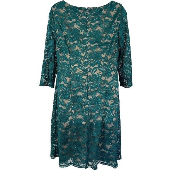 Jessica Howard Womens Teal Lace Sheath Nude Lined Cocktail Party Dress sz 12 - Picture 14 of 16